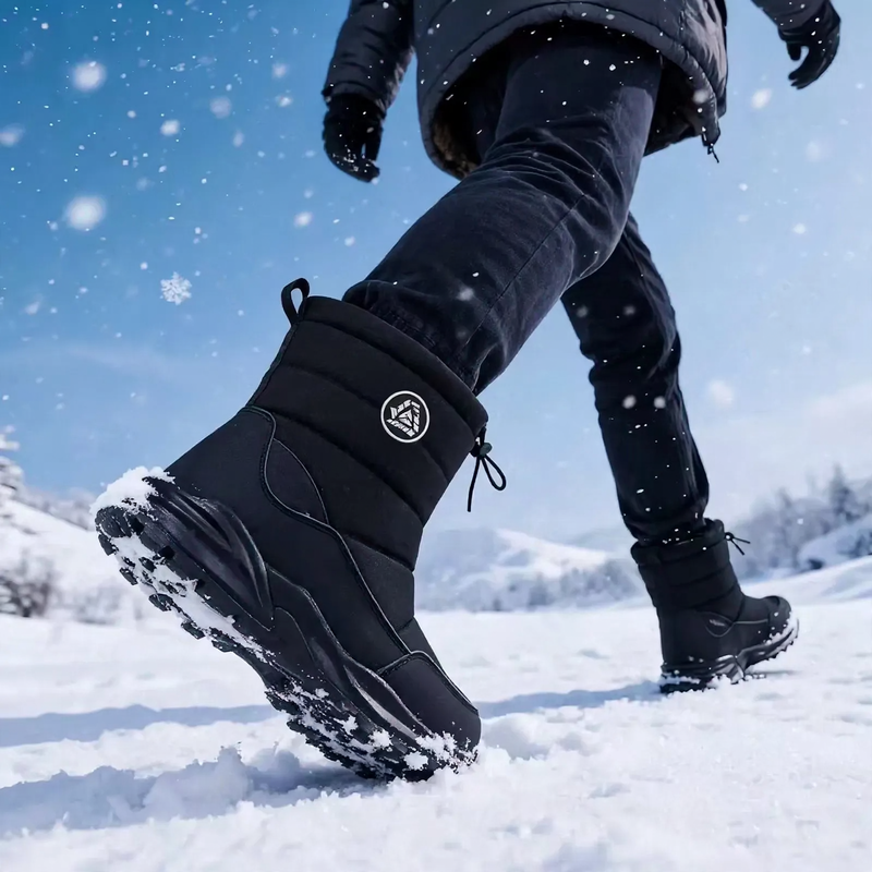 Padded men's winter boots, water-repellent