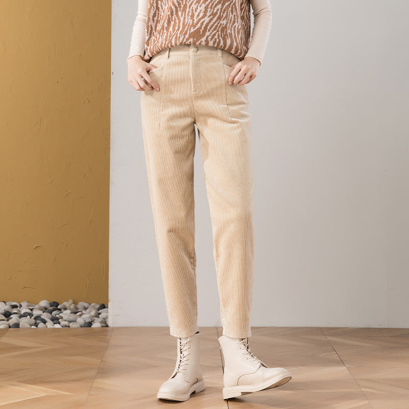 Loose-fitted cord harembottoms