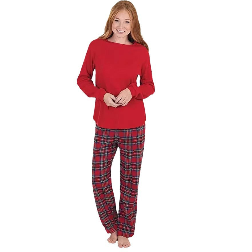 Christmas pajama set with reindeer motif and check pattern