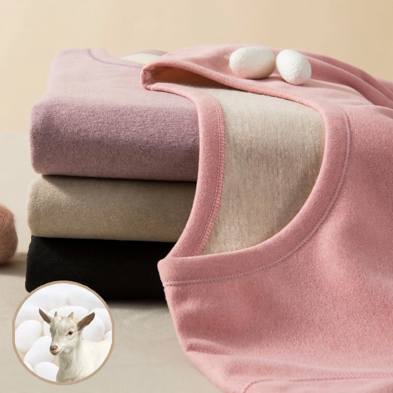 Thermal underwear set for women and men, lined, round neck