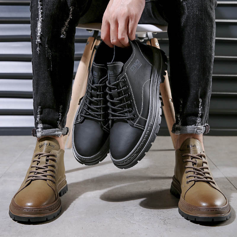 Men's Chelsea boots made of leather, slip-resistant, flat heel