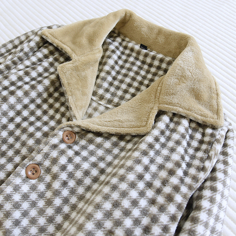 Warmer flannel pajama suit for men, lined