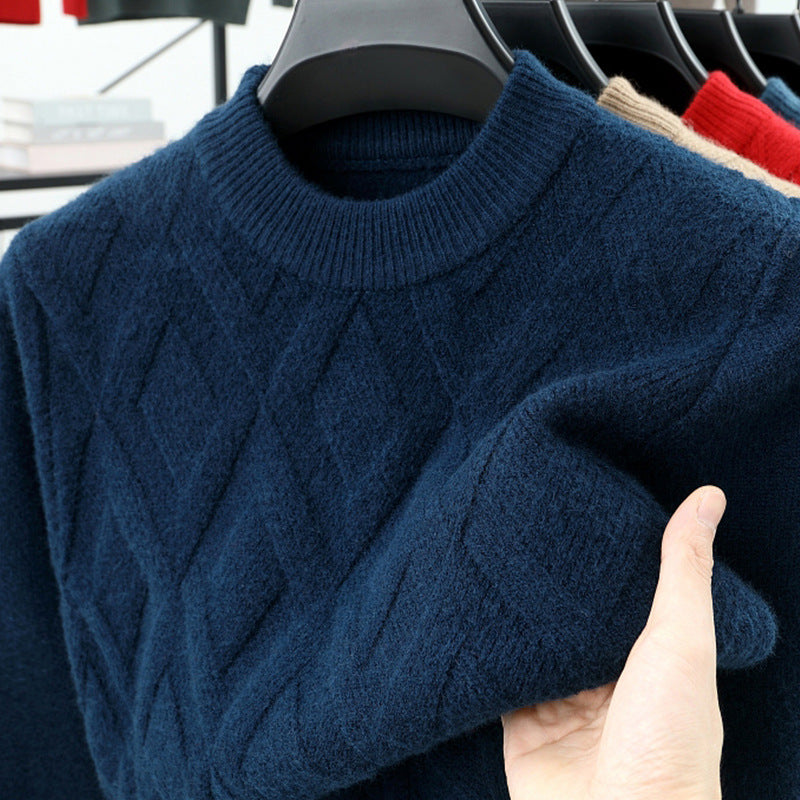 Men's wool sweater, stand-up collar, warm, plus sizes