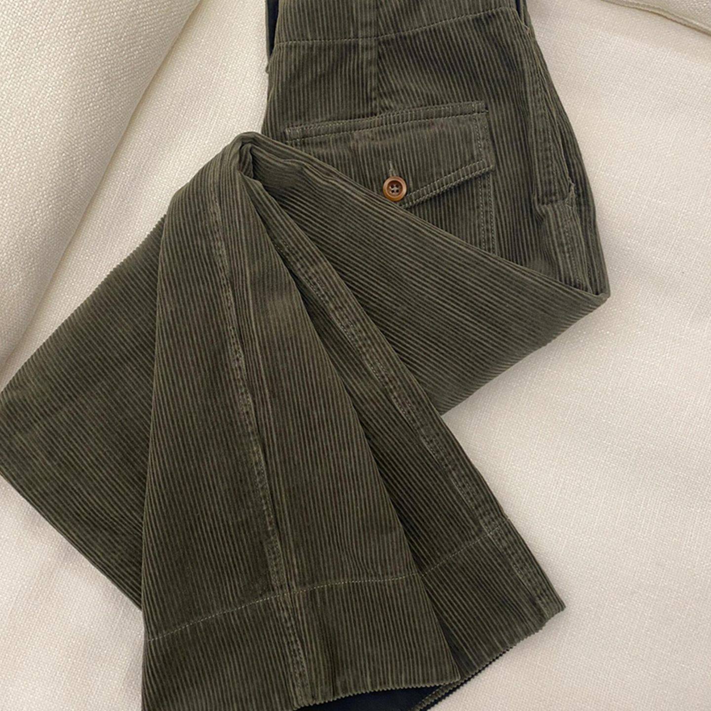 Loose corduroy casual pants with high waistband