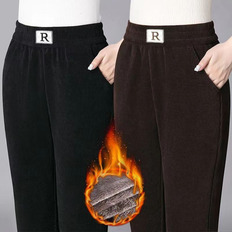 Women's casual pants, corduroy, lined, loose fit