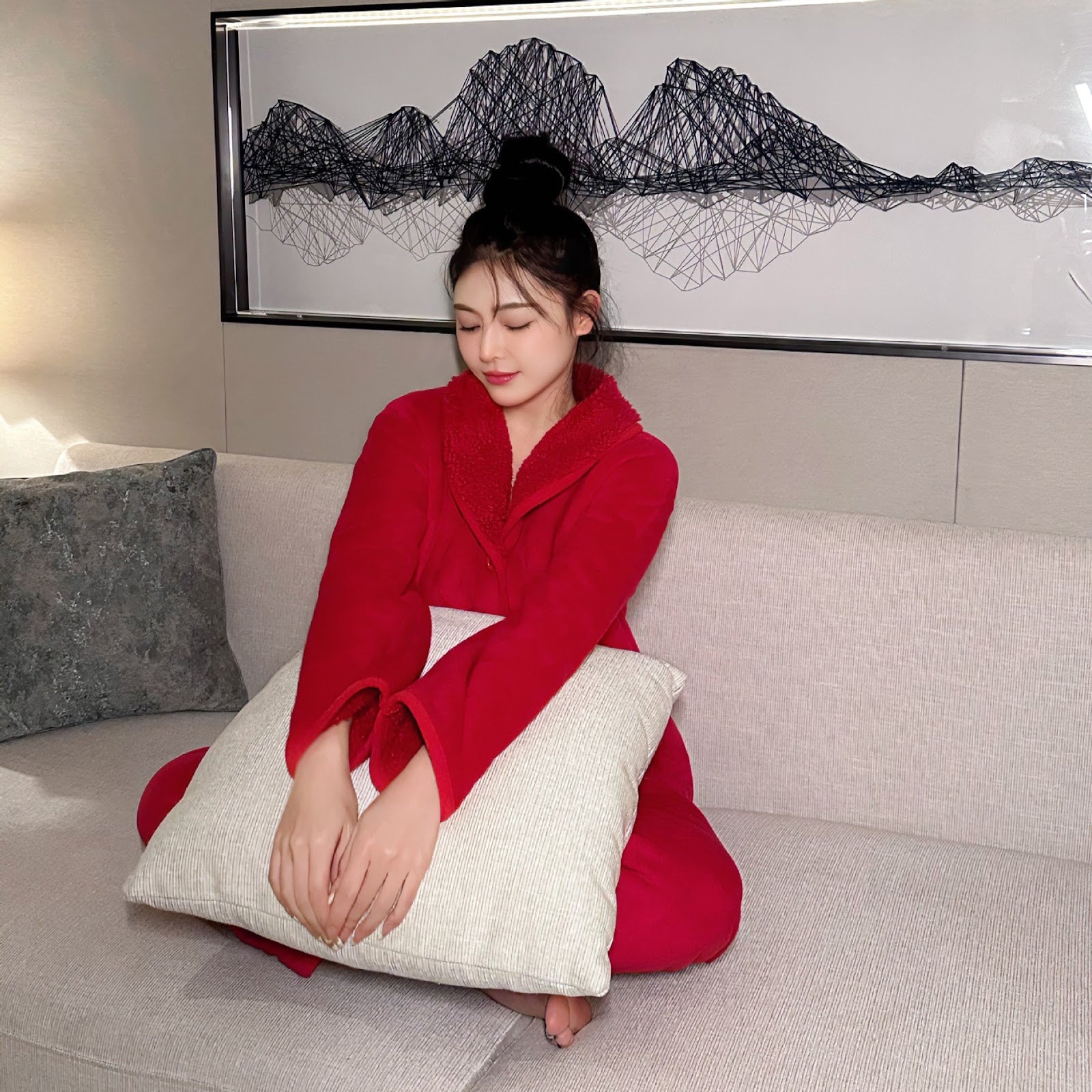 Ladies' Pajama Set made of flannel, warm and festive