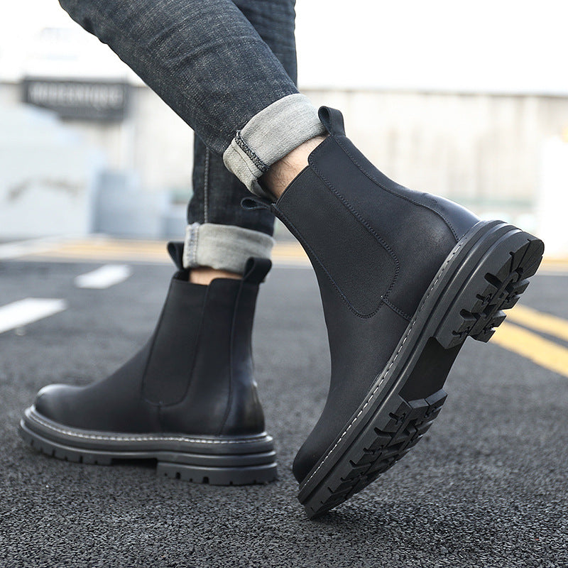 Men's Chelsea boots, lined, non-slip, synthetic leather