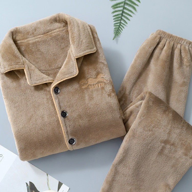 Warmer men’s house suit made of flannel and coral fleece