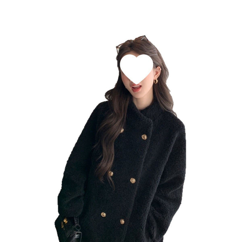 Long Lamb Fleece Coat for Women, Faux Fur Look
