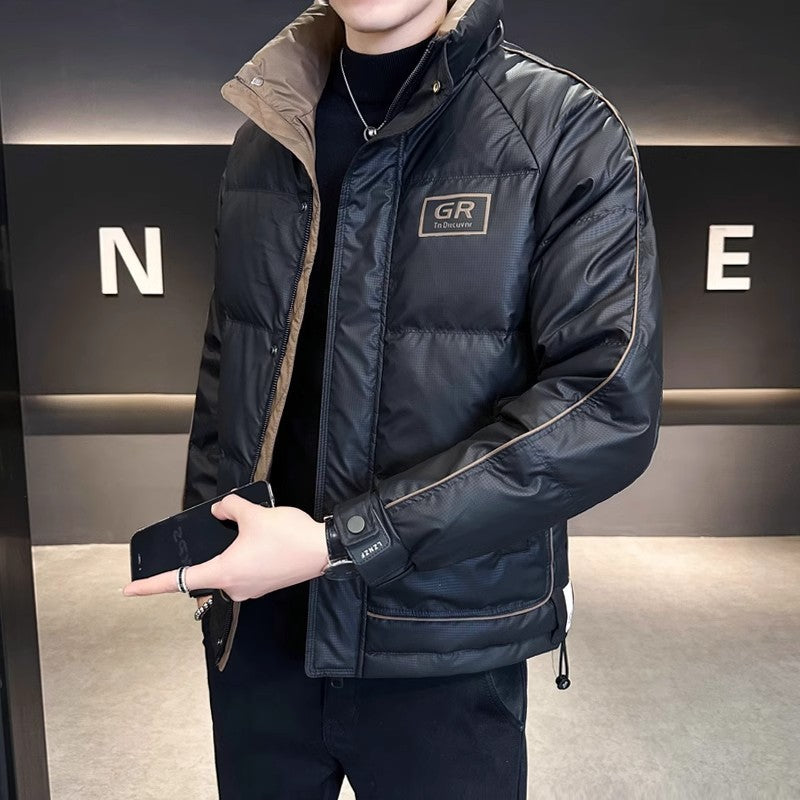Solid color men's down jacket, lined