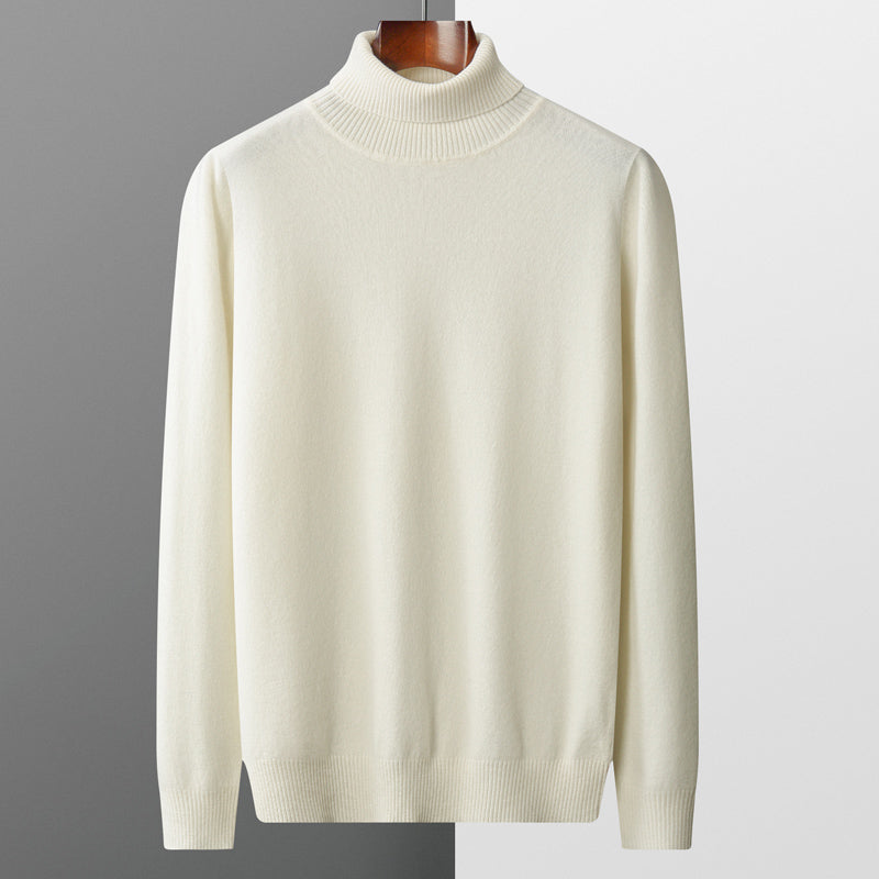 Men's turtleneck sweater, solid color, long-sleeved, knit