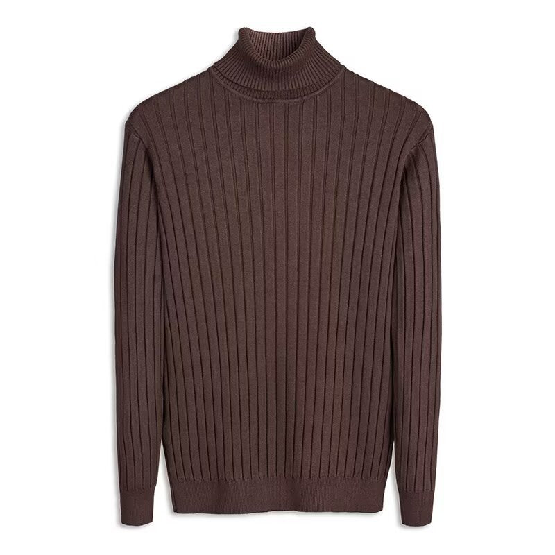 Men's knitted sweater with foldable stand-up collar