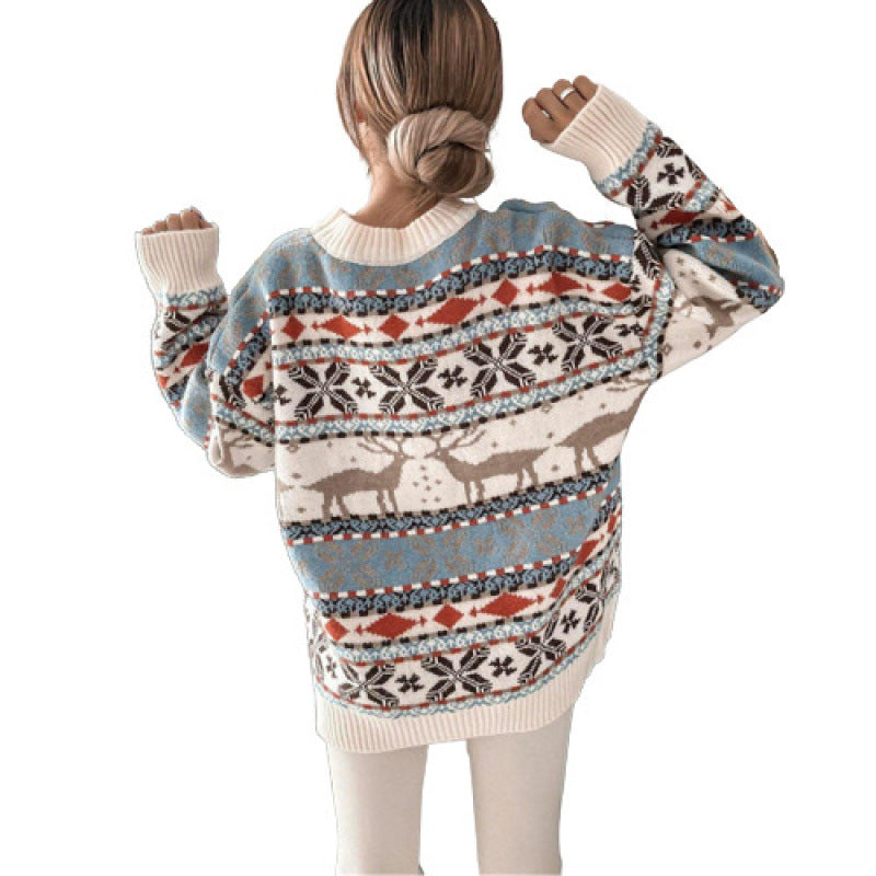 Women's Knit Sweater with Animal Motif