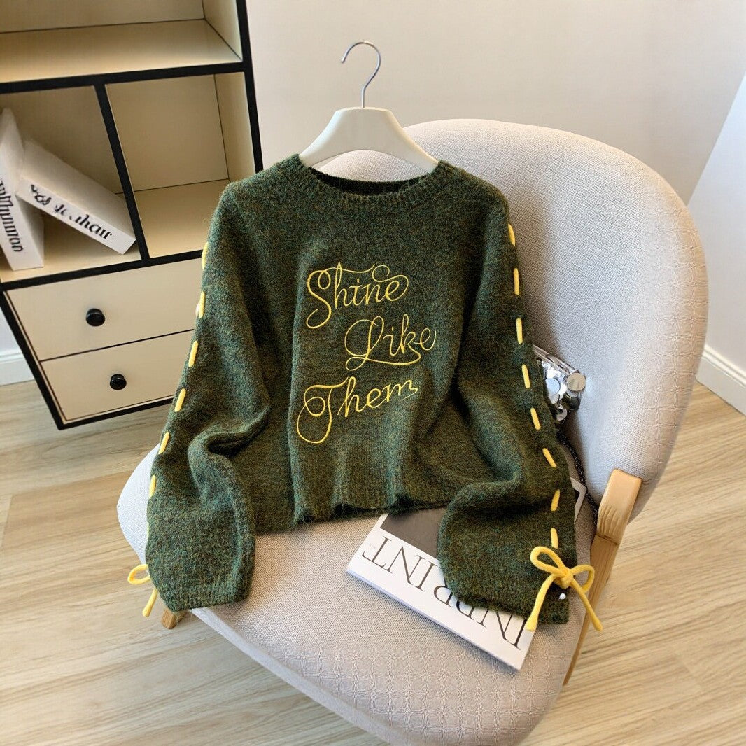 Vintage sweater with embroidery for women