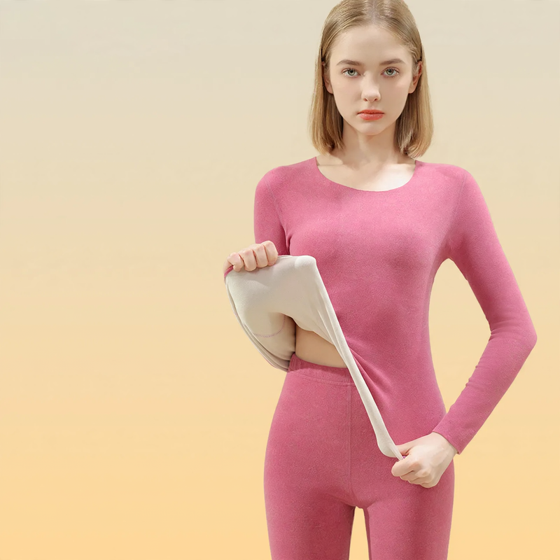 Women's thermal underwear set, seamless, lined