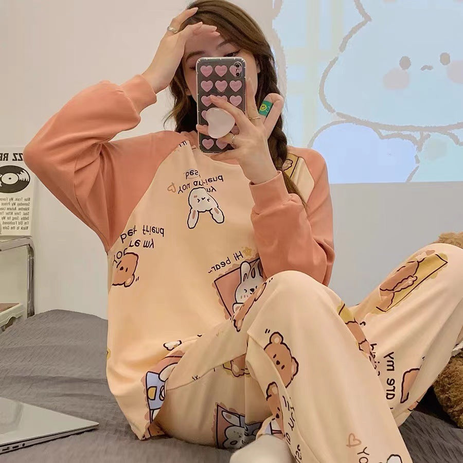 Women's pajamas, long-sleeved, cartoon design