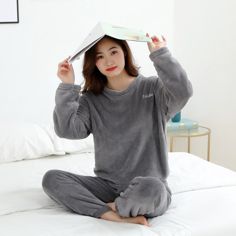 Pair-Pajama-Set, Coral fleece, warm and fashionable