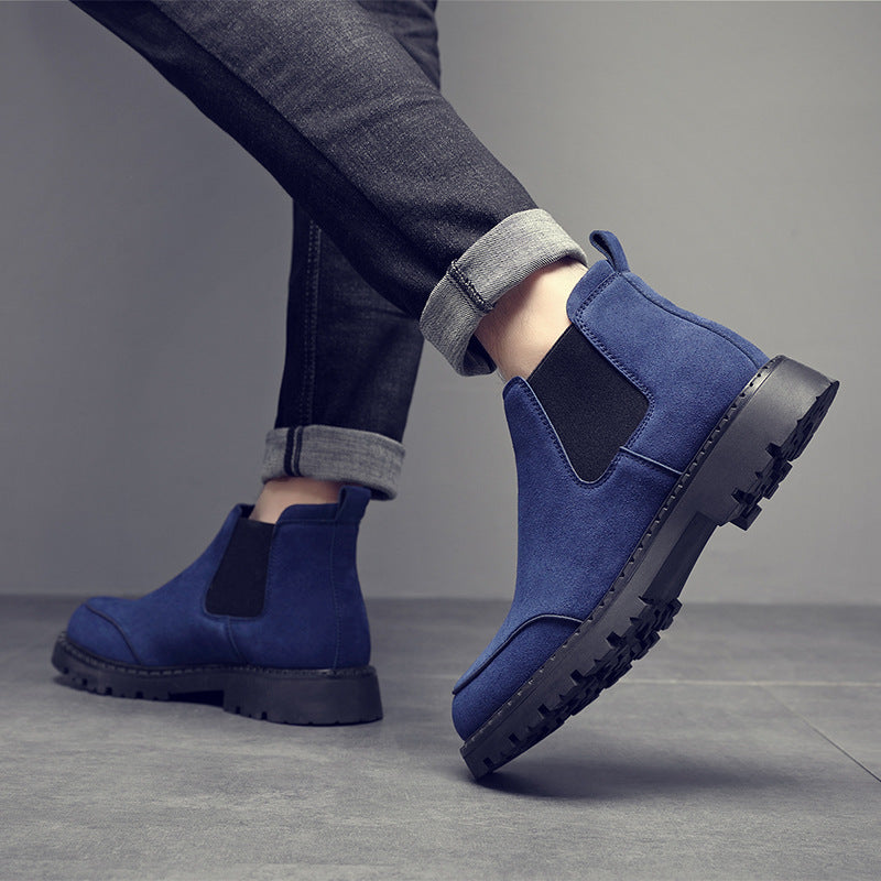 Men's Suede Ankle Boots, Lace-up Shoes with Platform