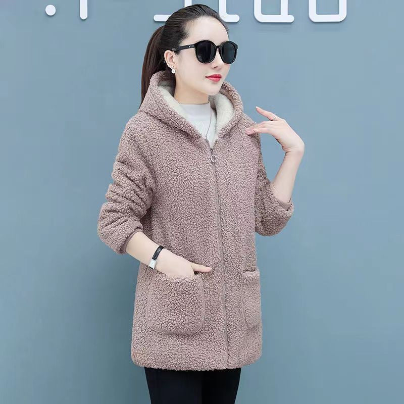 Locker Cardigan-Coat with teddy fleece, medium length