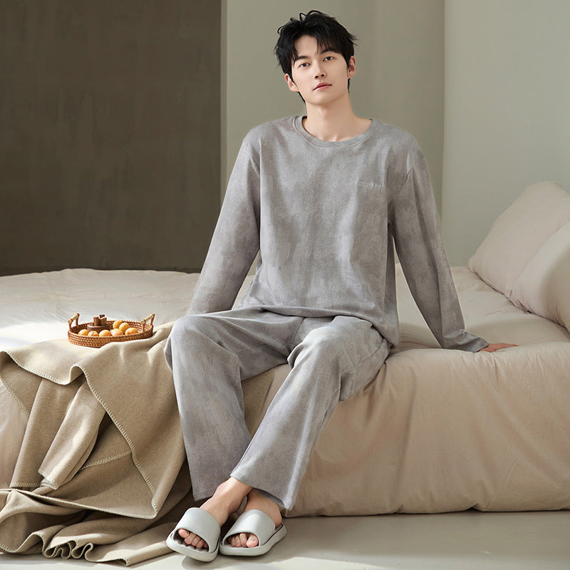 Antibacterial men's lounge suit made of cotton blend