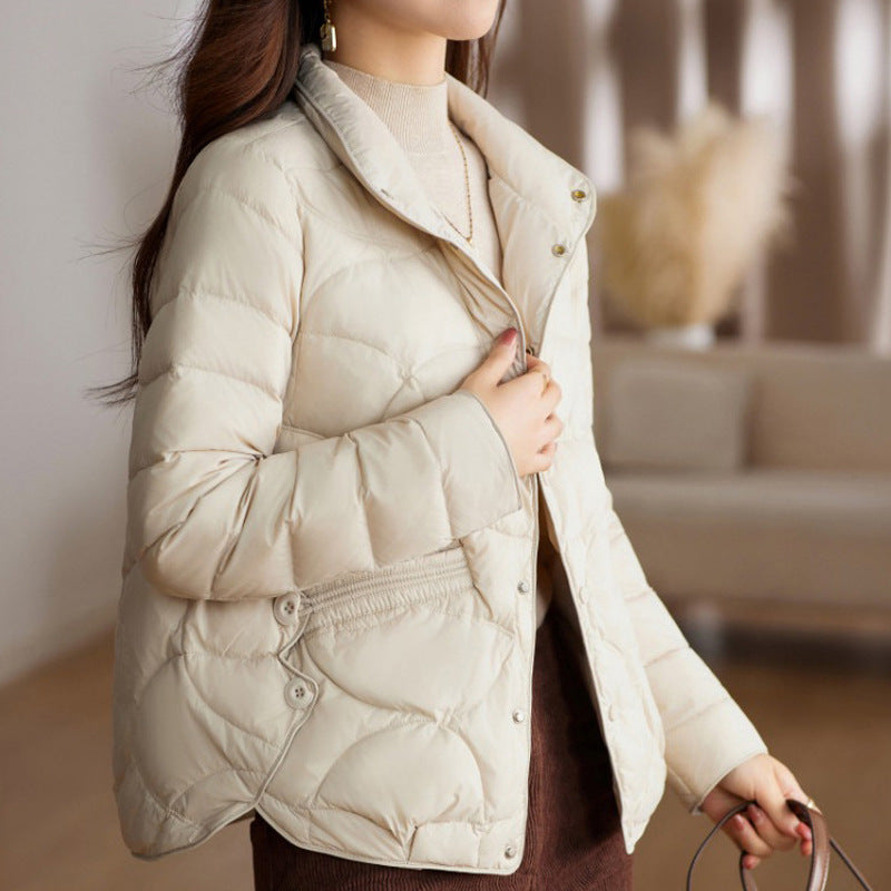Short women's down jacket, lightweight, fashionable