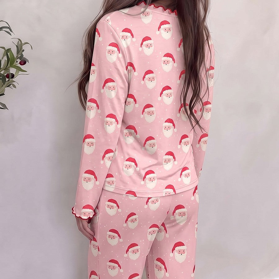 Women's house suit, long-sleeved, with Santa print