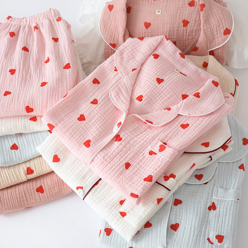 Women's pajamas, cotton gauze, long sleeves