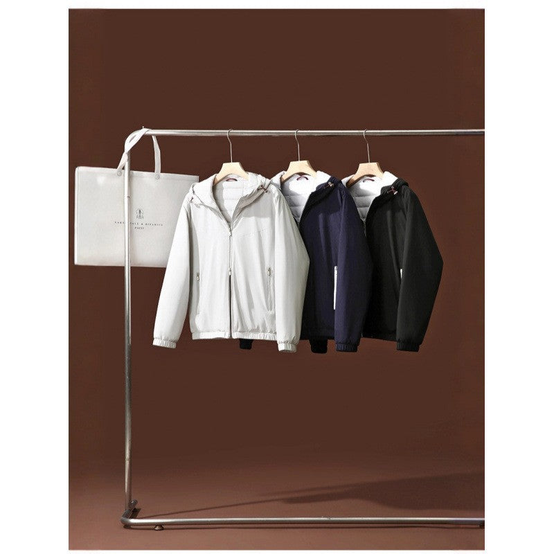 Elegant men's hoodie, wool and silk