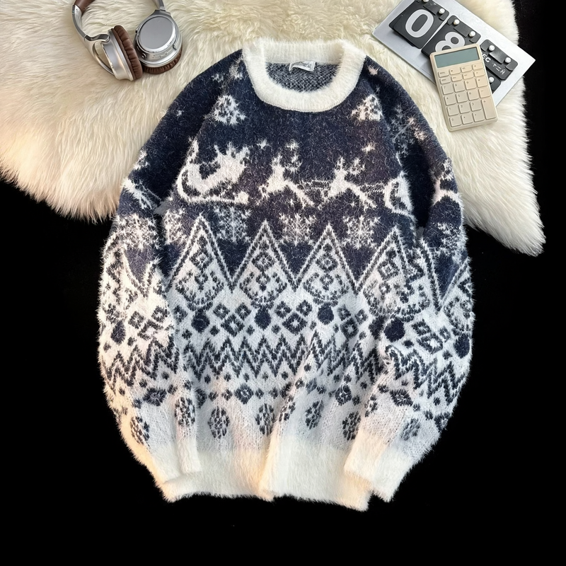 Retro Christmas Sweater for Men, Loose Fit