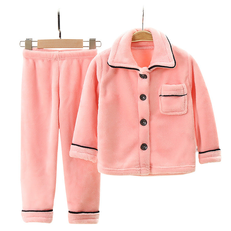 Children's flannel pajamas, warm and thick