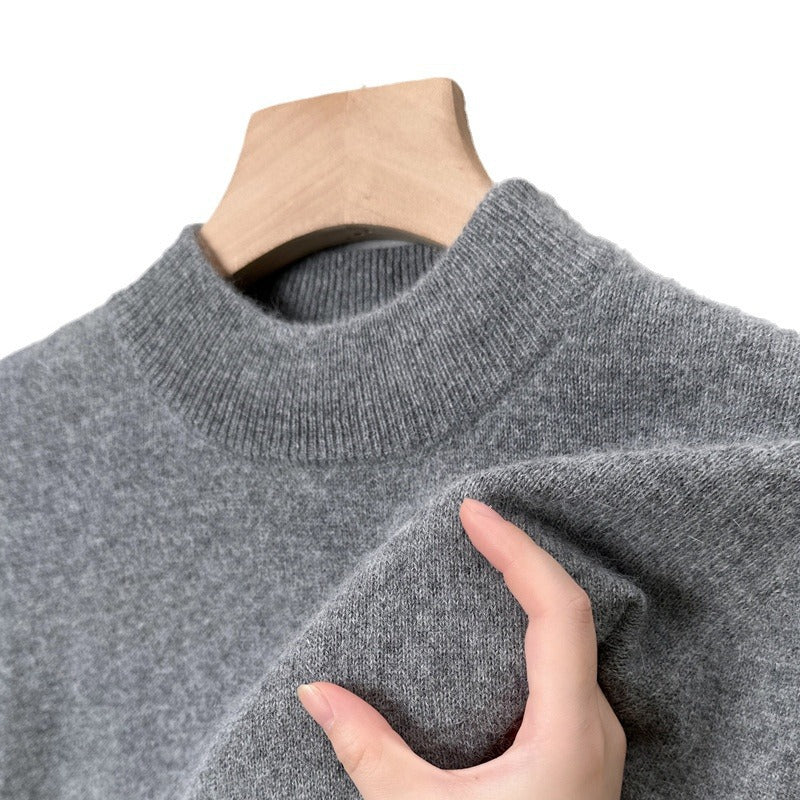 Men's pullover with stand-up collar, solid color, easy care