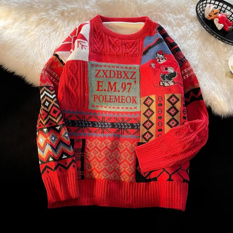 Nordic retro knitted sweater, lined, for women and men
