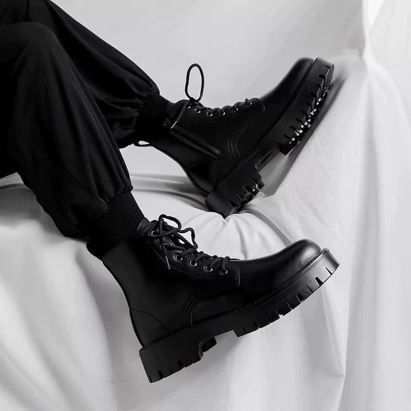 Men's ankle boots with side zipper, high-top