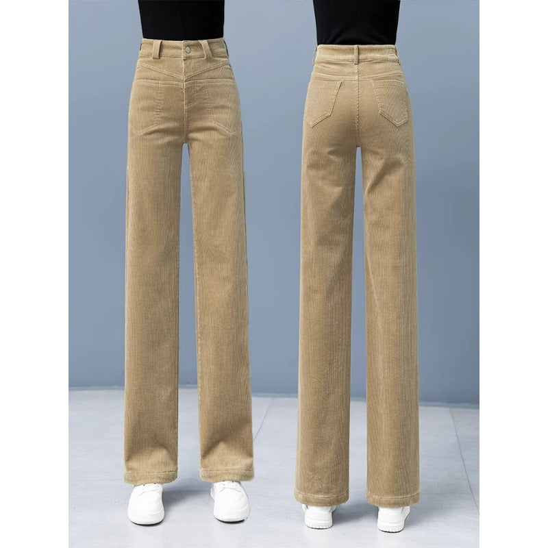 Cord trousers for women, lined, straight cut