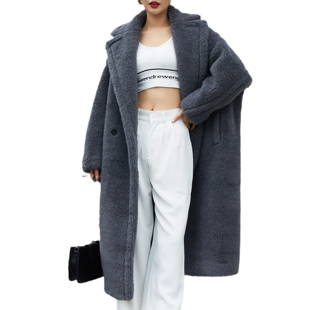 Teddy-Coat, mid-length, Color: Deep Grey