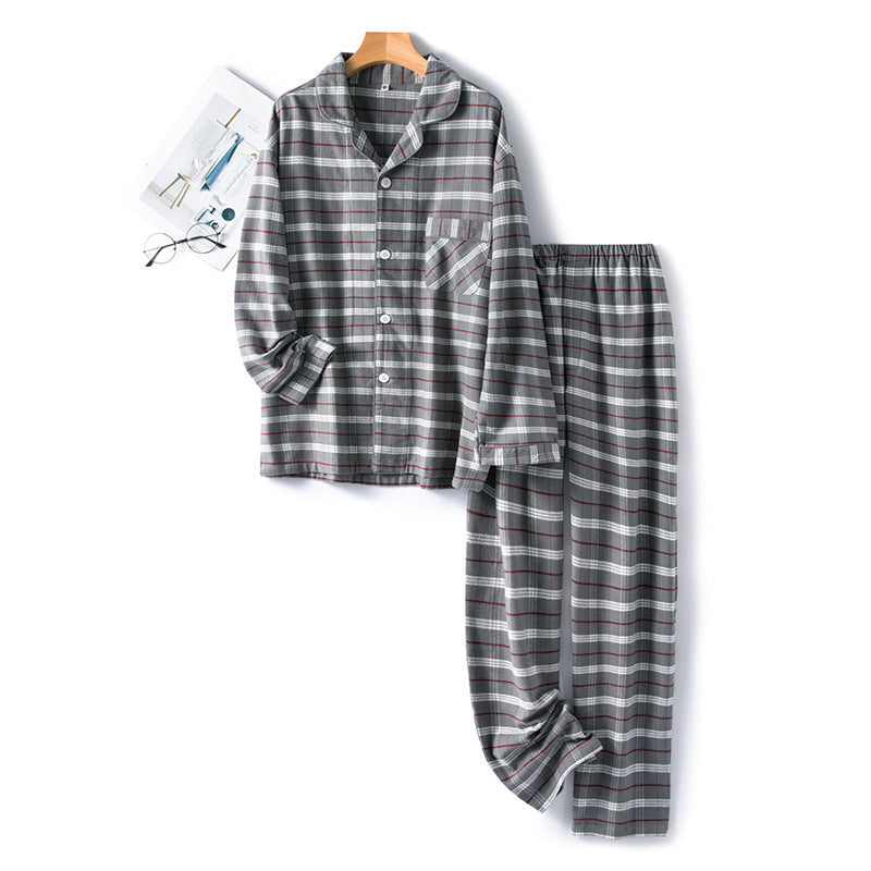 Cotton pajamas for men, brushed, checked