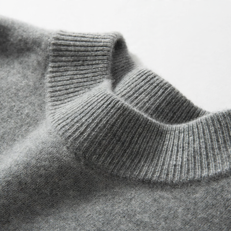 Men's Cashmere Sweater, Stand-Up Collar, Thick Knit Design