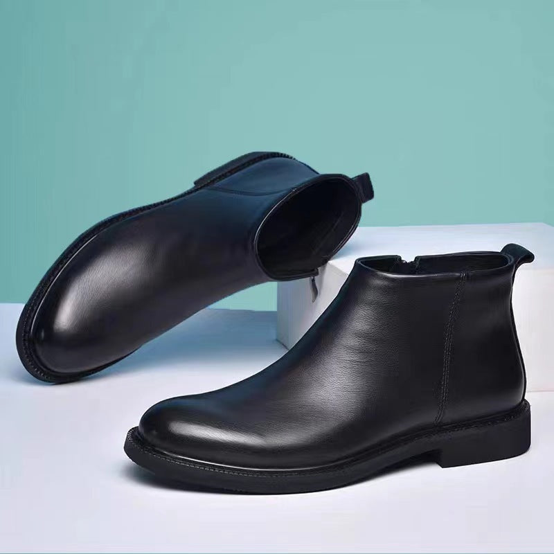 Men's Chelsea boots, simple design, synthetic leather