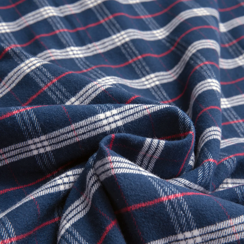 Cotton pajamas for men, brushed, checked