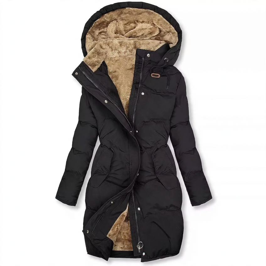 Fleece-lined women's jacket with fur collar