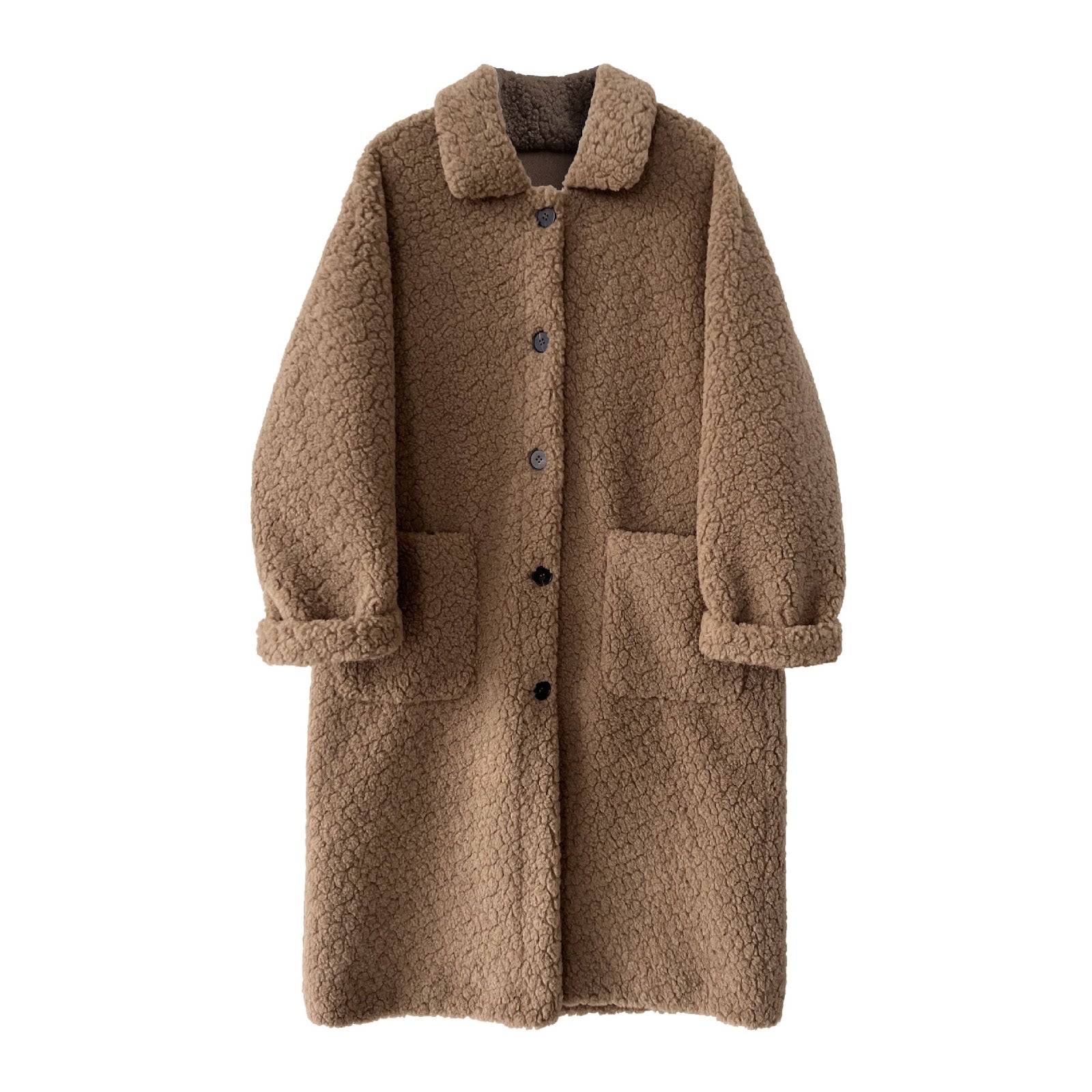 Long Women's Sheepskin Coat, Korean Style