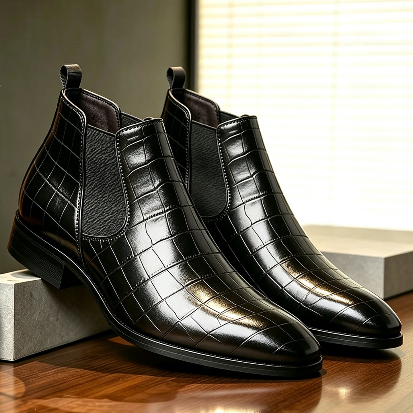 Fashionable men's Chelsea boots in vintage style