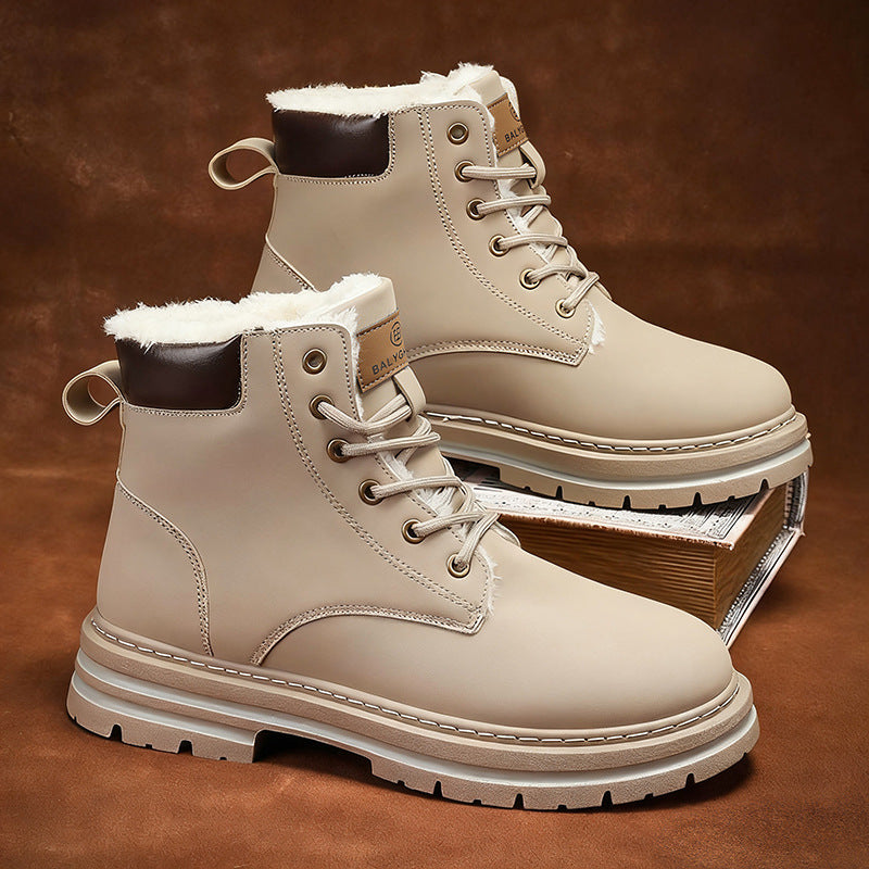 Padded men's winter boots, mid-high shaft, warm