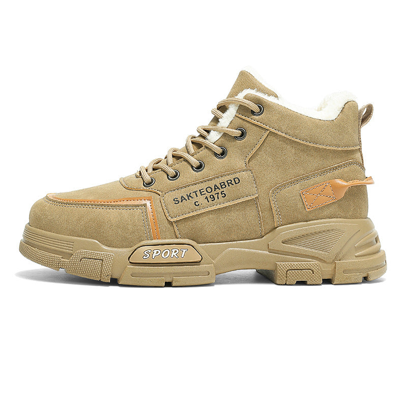 Padded men's winter boots, slip-resistant and warm