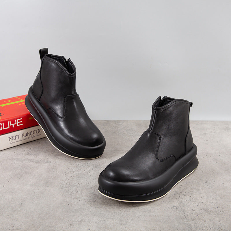 Men's Chelsea boots made of cowhide leather with platform sole
