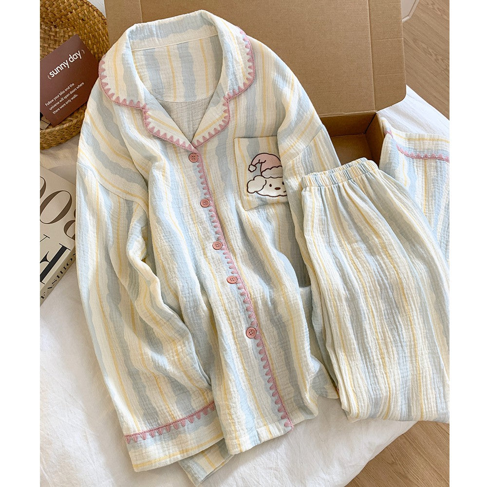 Women's pajama set made of 100% cotton, long sleeve