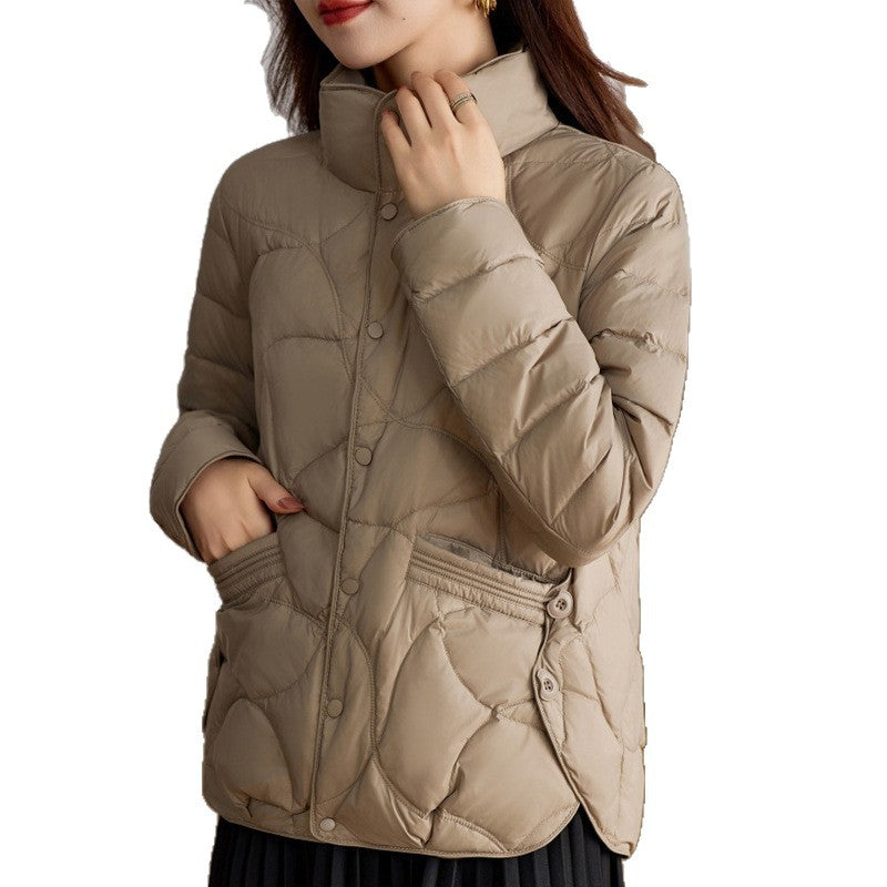 Short women's down jacket, lightweight, fashionable