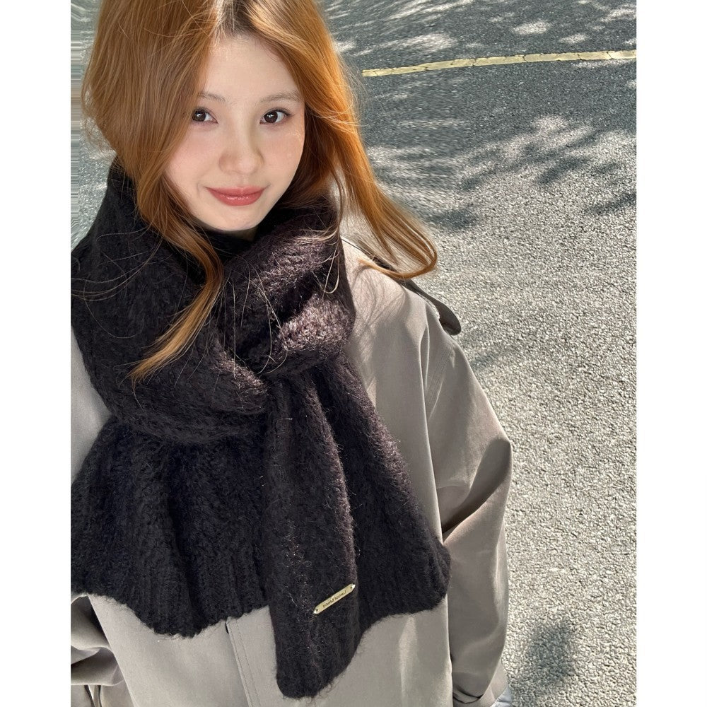 Alpaca wool knitted scarf, 24x165 cm