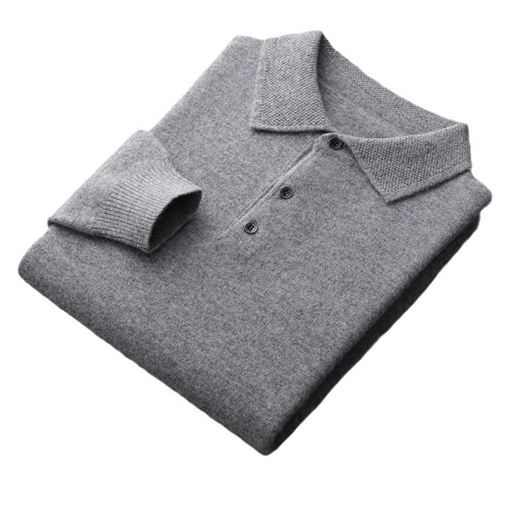 Men's Sweater, Polo Collar, Wool Cashmere, Business