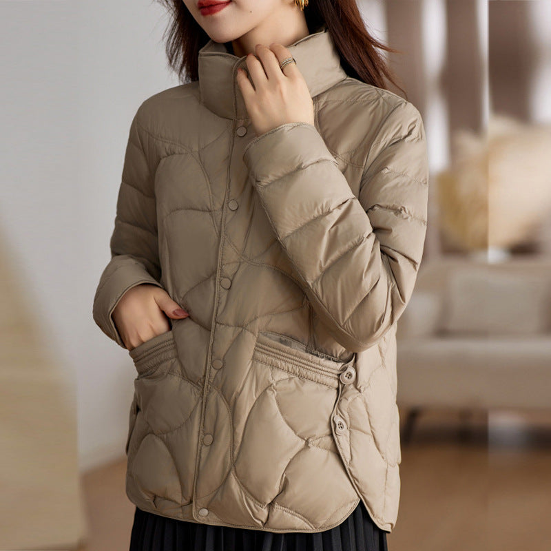 Short women's down jacket, lightweight, fashionable